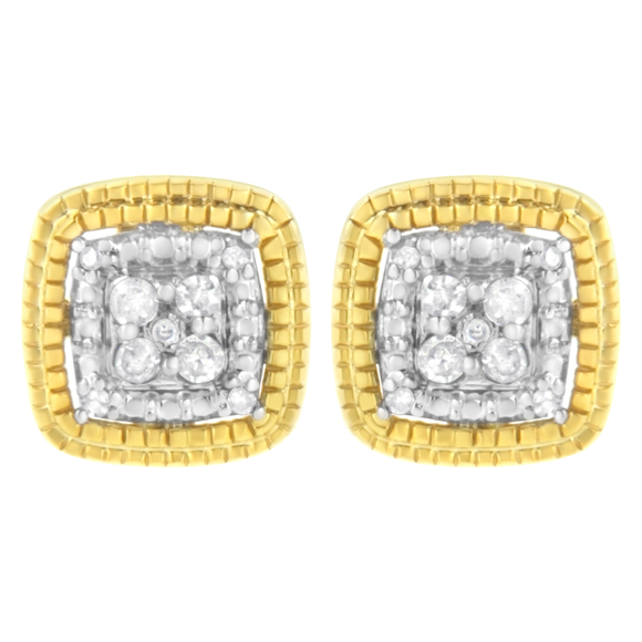 10K Yellow Gold Plated .925 Sterling Silver 1/10 Cttw Prong-Set Round Cut